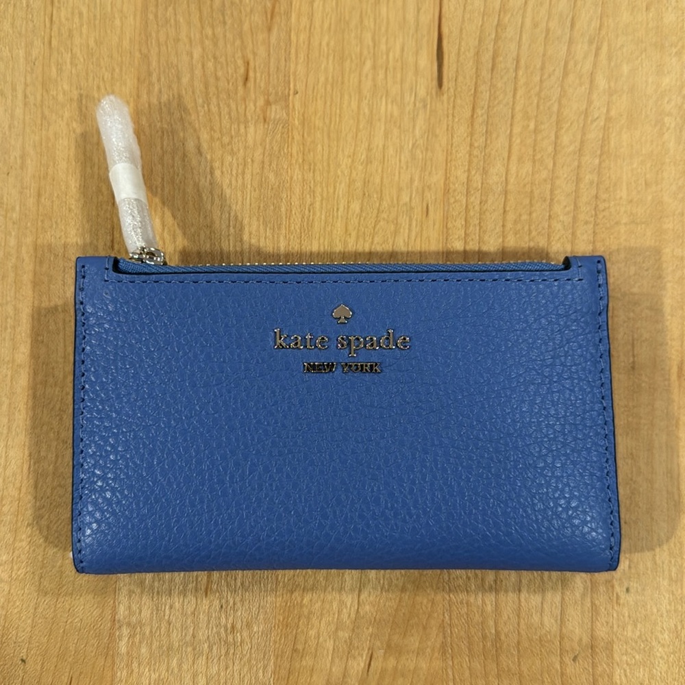 NWT KATE SPADE Leila Fresh Blue small slim bifold wallet.  Gorgeous!